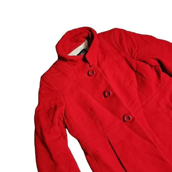 J crew wool blend red statement button long line women's coat - Picture 4 of 7
